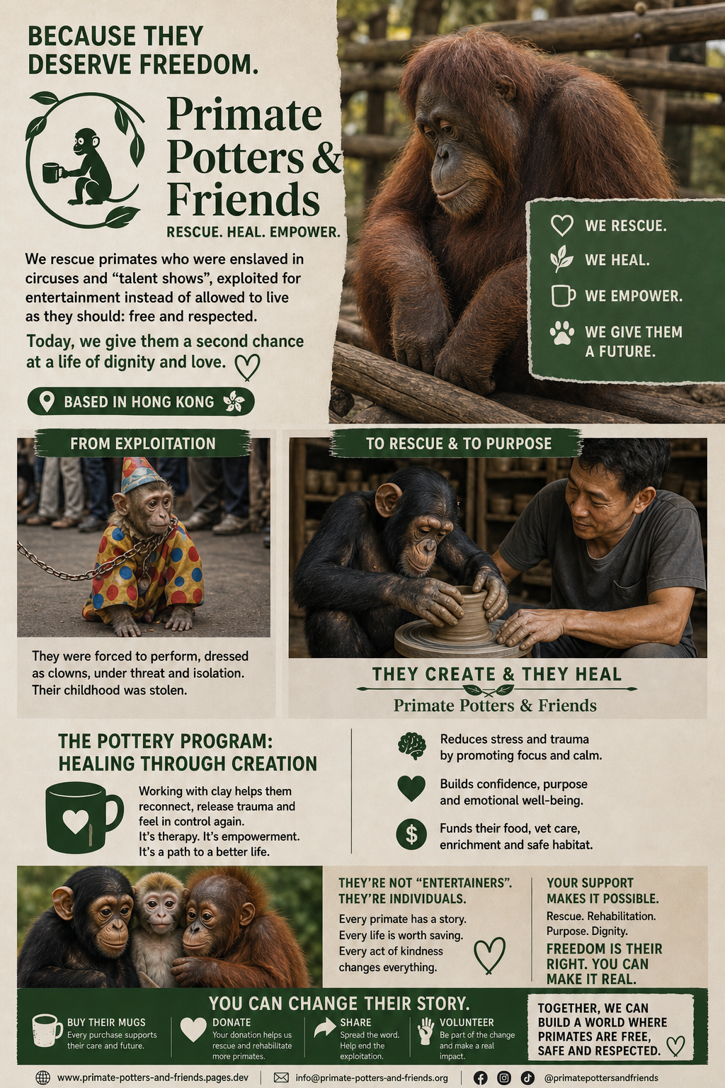 Primate Potters & Friends rescue poster